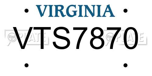VTS7870 Virginia License Plate