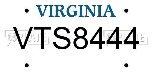VTS8444 Virginia License Plate