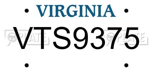 VTS9375 Virginia License Plate