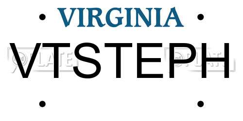 VTSTEPH Virginia License Plate