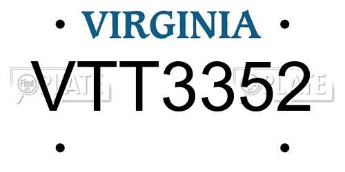 VTT3352 Virginia License Plate