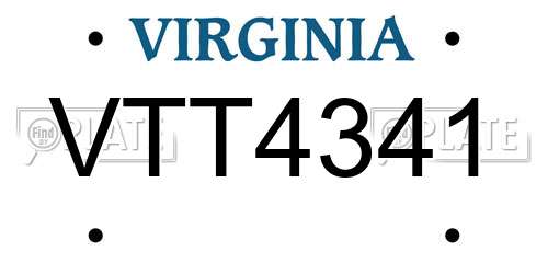 VTT4341 Virginia License Plate