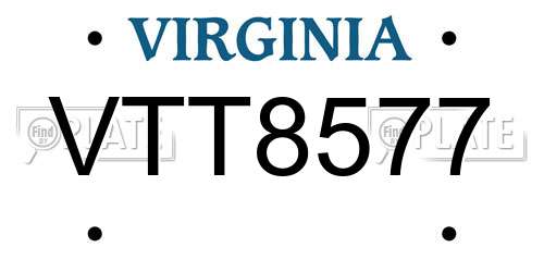 VTT8577 Virginia License Plate