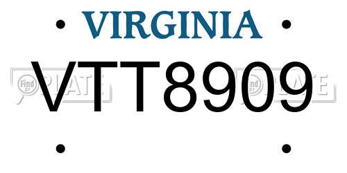 VTT8909 Virginia License Plate