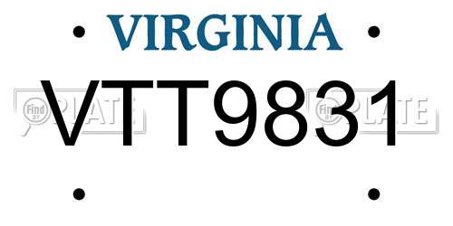 VTT9831 Virginia License Plate