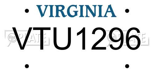 VTU1296 Virginia License Plate