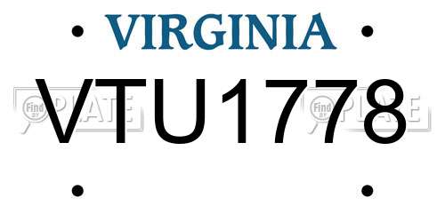 VTU1778 Virginia License Plate