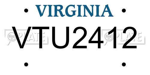 VTU2412 Virginia License Plate