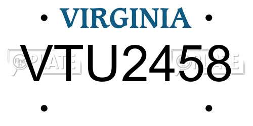 VTU2458 Virginia License Plate