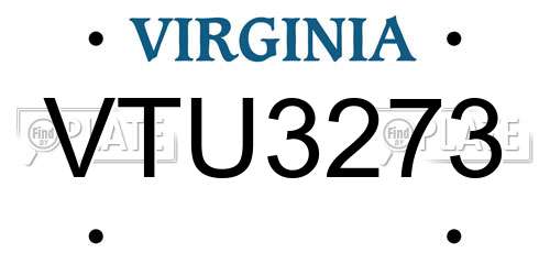 VTU3273 Virginia License Plate