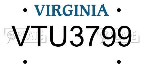 VTU3799 Virginia License Plate