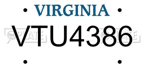 VTU4386 Virginia License Plate