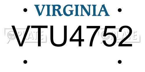 VTU4752 Virginia License Plate