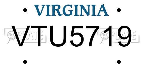 VTU5719 Virginia License Plate