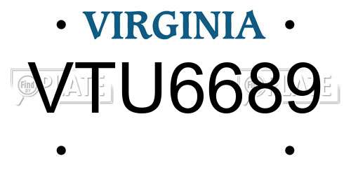 VTU6689 Virginia License Plate
