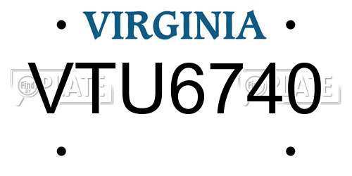 VTU6740 Virginia License Plate
