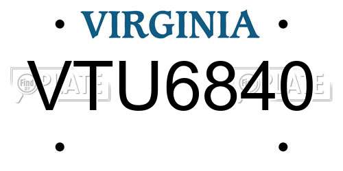 VTU6840 Virginia License Plate