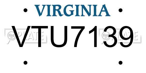VTU7139 Virginia License Plate