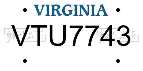 VTU7743 Virginia License Plate