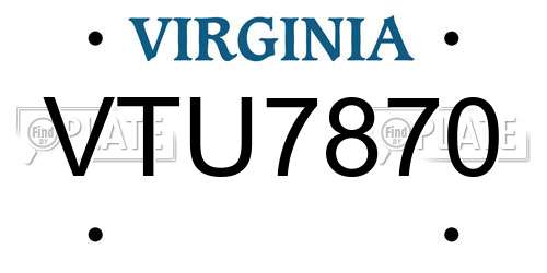 VTU7870 Virginia License Plate