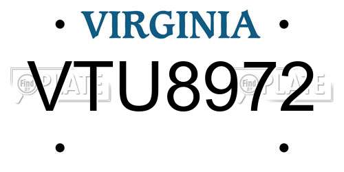 VTU8972 Virginia License Plate