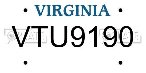 VTU9190 Virginia License Plate