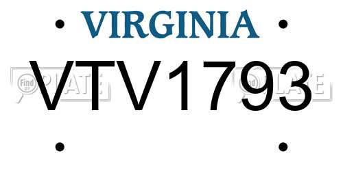 VTV1793 Virginia License Plate
