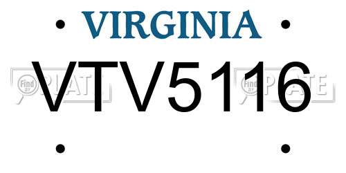 VTV5116 Virginia License Plate