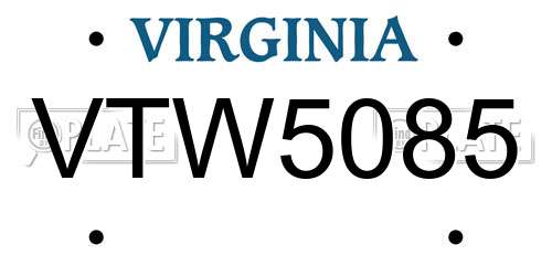 VTW5085 Virginia License Plate