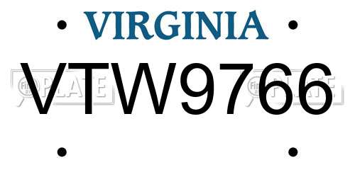 VTW9766 Virginia License Plate