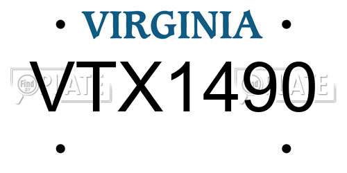 VTX1490 Virginia License Plate