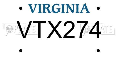 VTX274 Virginia License Plate