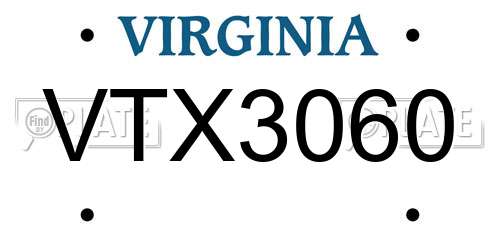 VTX3060 Virginia License Plate