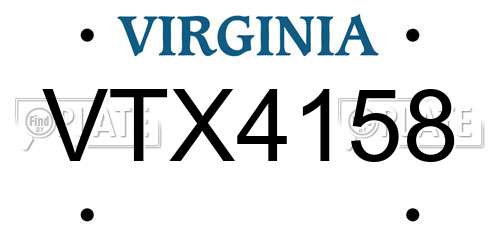 VTX4158 Virginia License Plate