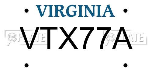 VTX77A Virginia License Plate