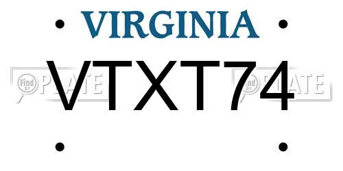 VTXT74 Virginia License Plate