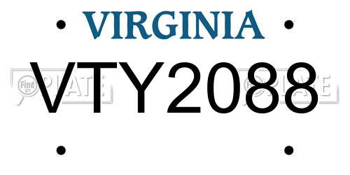 VTY2088 Virginia License Plate