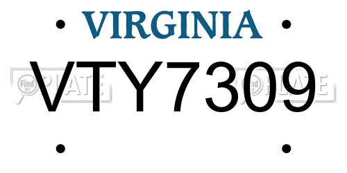 VTY7309 Virginia License Plate