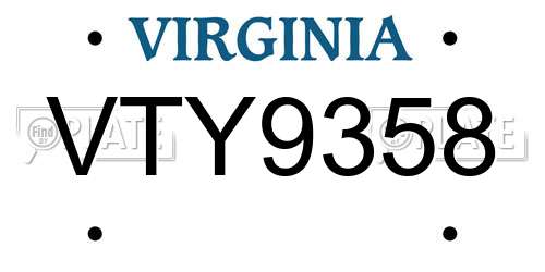 VTY9358 Virginia License Plate
