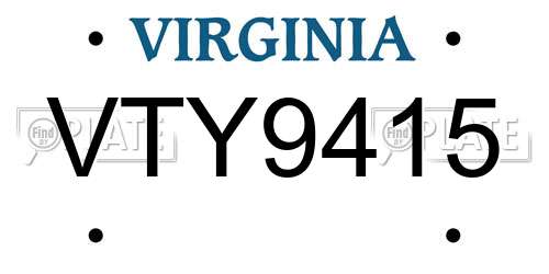 VTY9415 Virginia License Plate