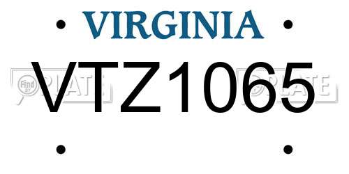 VTZ1065 Virginia License Plate
