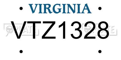 VTZ1328 Virginia License Plate