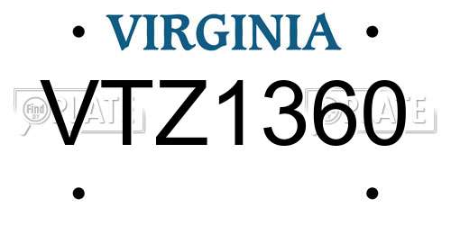 VTZ1360 Virginia License Plate