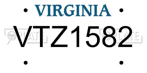 VTZ1582 Virginia License Plate