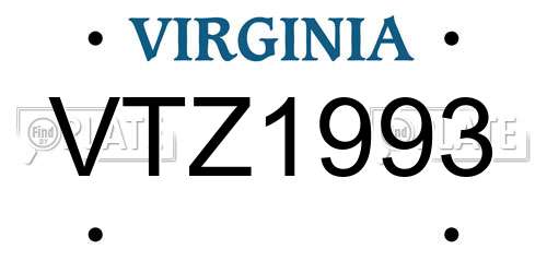 VTZ1993 Virginia License Plate