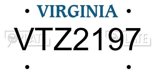 VTZ2197 Virginia License Plate