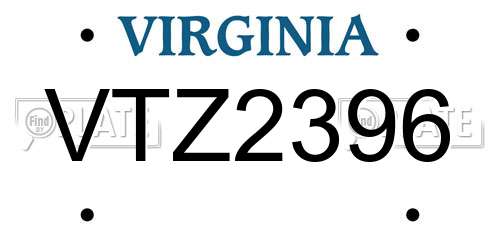 VTZ2396 Virginia License Plate