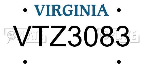 VTZ3083 Virginia License Plate
