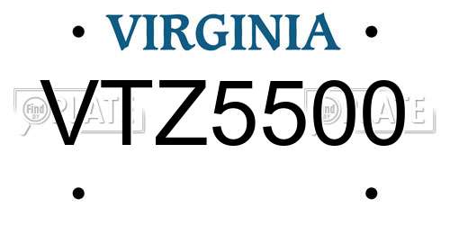 VTZ5500 Virginia License Plate