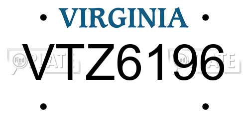 VTZ6196 Virginia License Plate